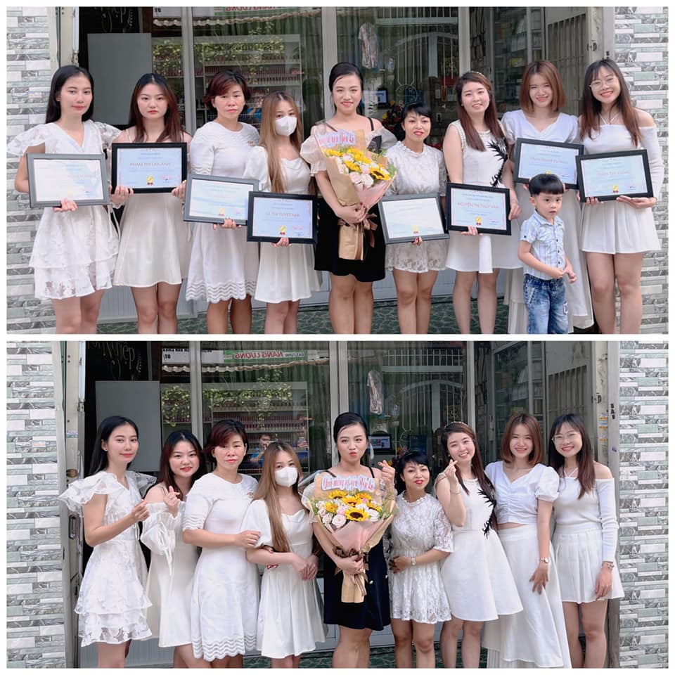 Ms Yến Lê và các học viên sau khóa đào tạo Nối mi tại Gò Vấp